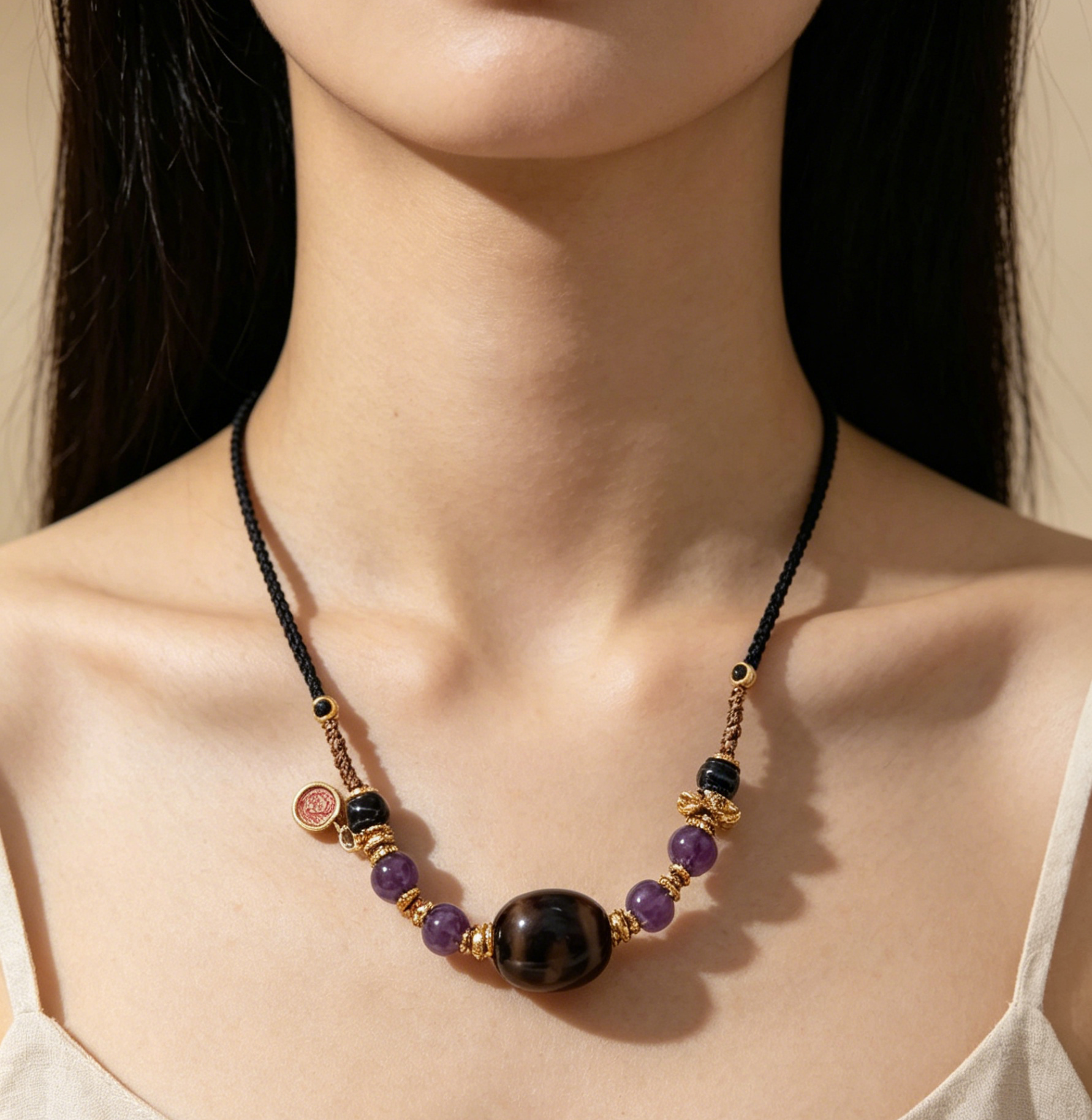 Handmade Amethysts Ethnic Necklace